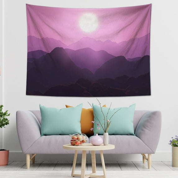 Misty Forest Tapestry Purple Tapestry Natural Tapestry Landscape Tapestry Tapestry Bedroom Living Room Dormitory Decorative Wall Hanging