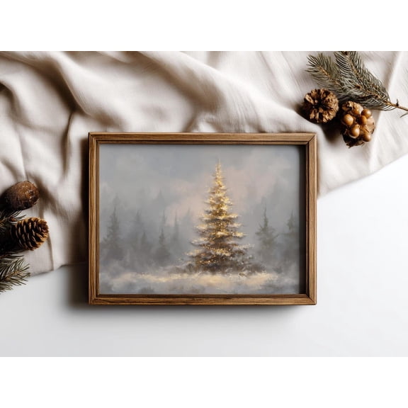 Misty Forest Winter Landscape Wall Art, Unframed Paper Print Size 8x12