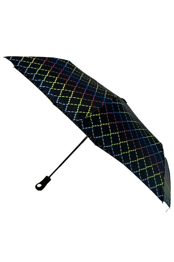 42" Automatic Open Rain Umbrella Black Multi-Color