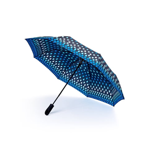 42" Automatic Open Rain Umbrella Raindrop Print