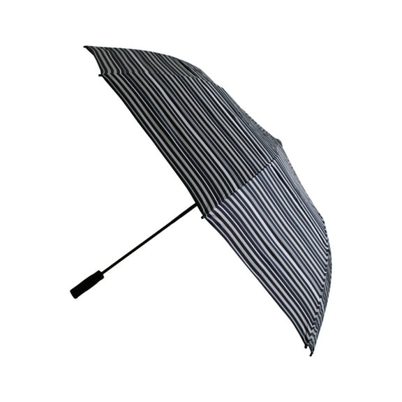 Misty Harbor Automatic Open Two Person Rain Umbrella Black White Stripe