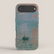Misty Harbor Sunrise with Boat Tough Case for Apple iPhone, Polycarbonate Outer Shell and TPU Liner