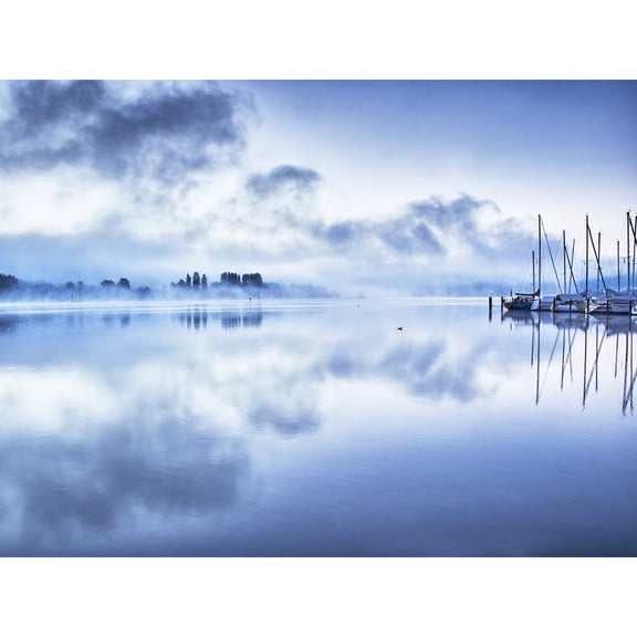 Misty Lake Constance Large Wall Art Print