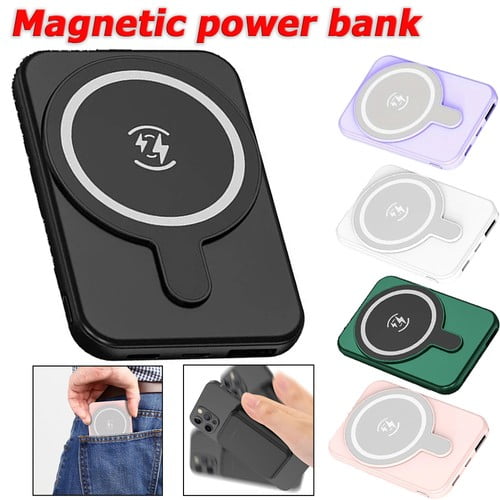 Misty Magnetic Wireless Power Bank, 20000mAh Portable Charger Fast Charging, Portable Battery Pack for iPhone, Samsung Cell Phone (Black)