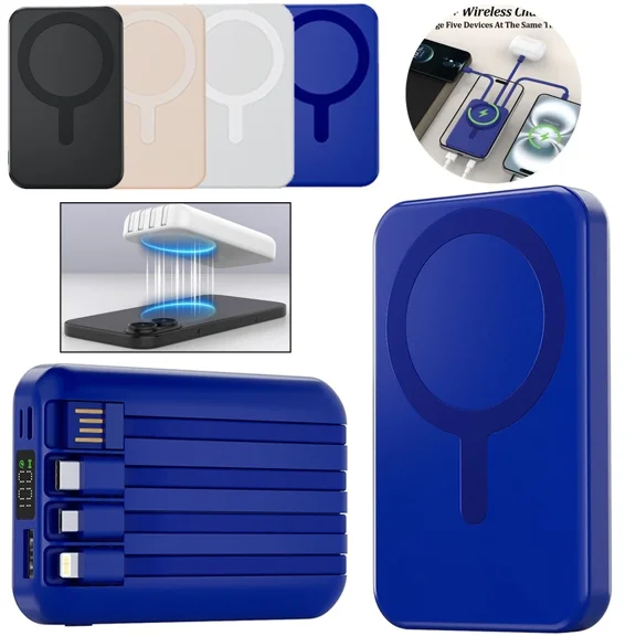 Misty Magnetic Wireless Power Bank, 30000mAh Portable Charger Fast Charging, Portable Battery Pack for IPhone & Android Cell Phone Blue