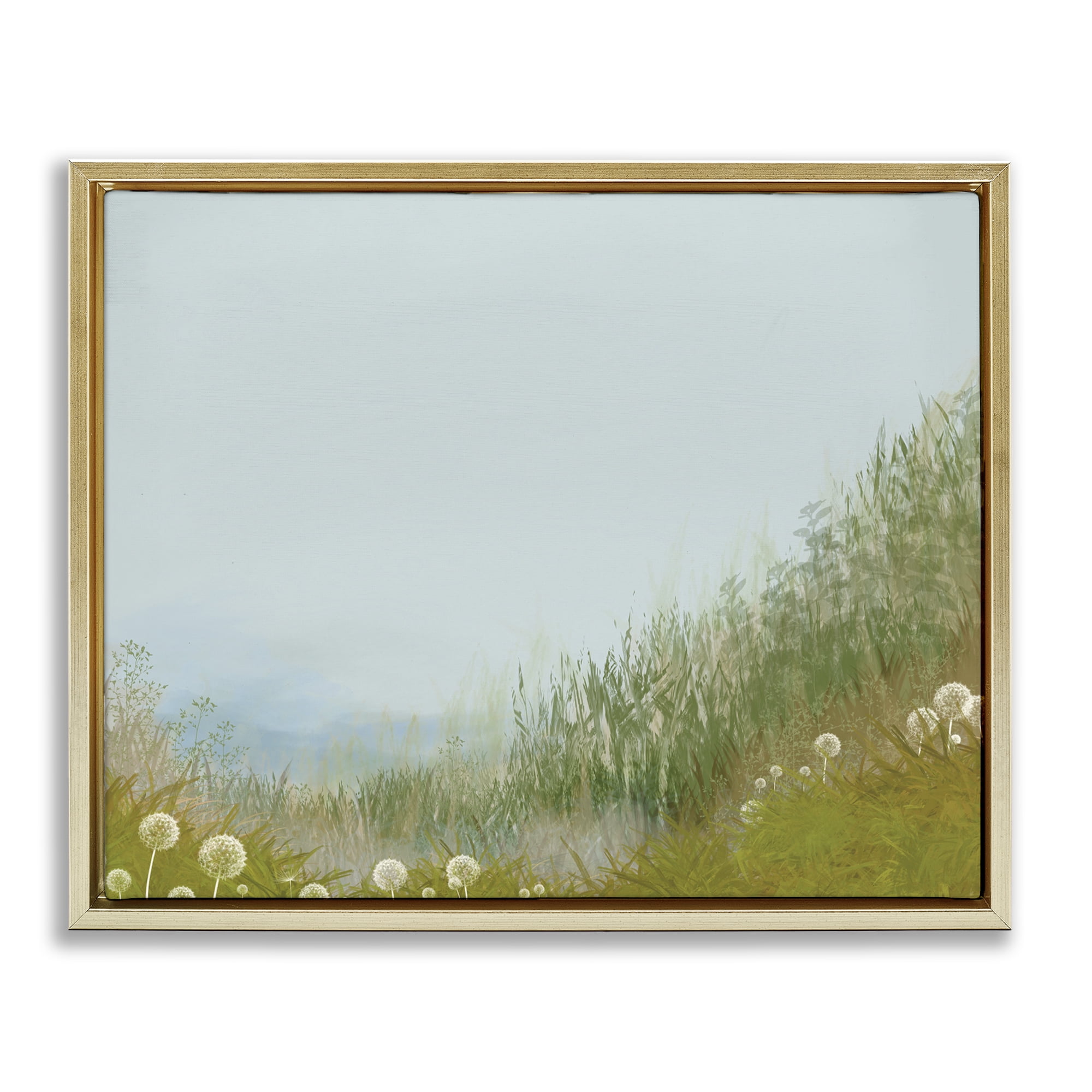 Misty Meadow Hill Gold Framed Floater Canvas Wall Art, design by Renel Peters