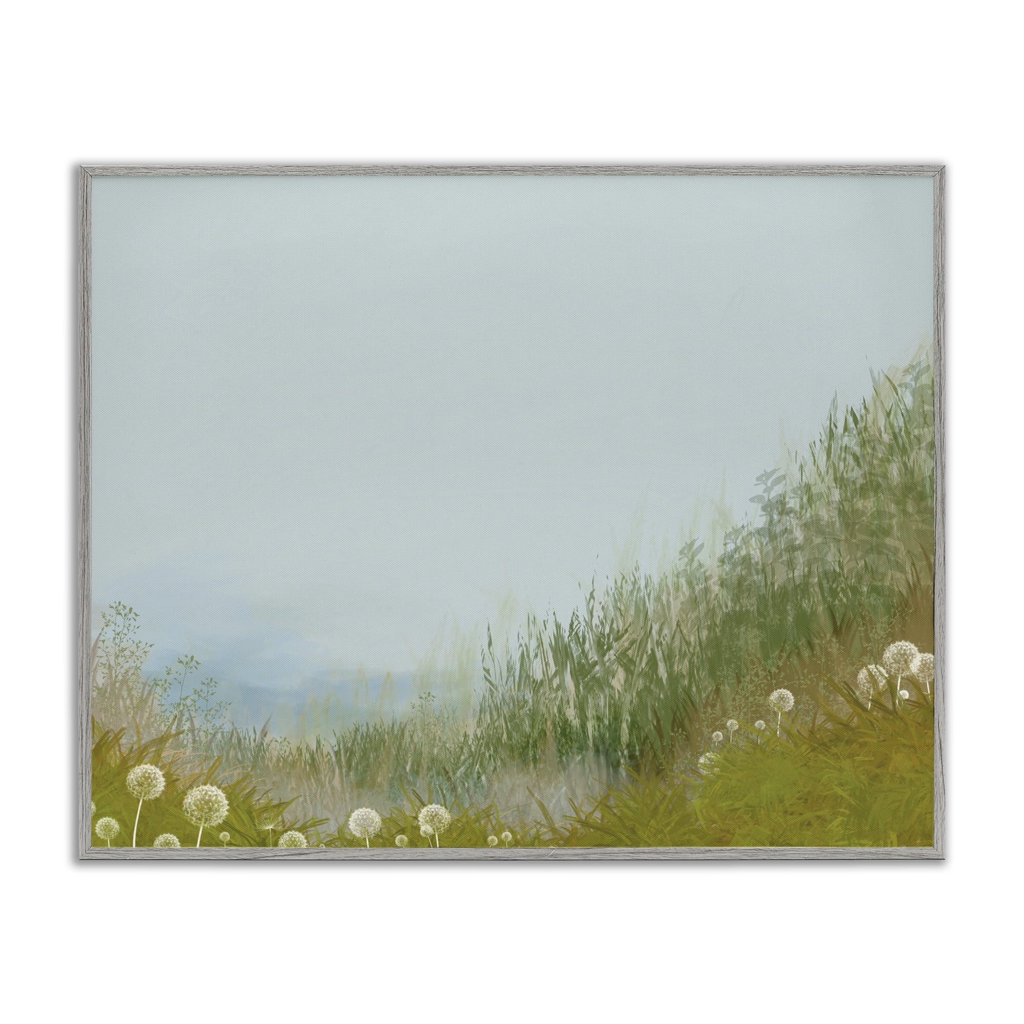 Misty Meadow Hill Gray Framed Giclee Art, design by Renel Peters
