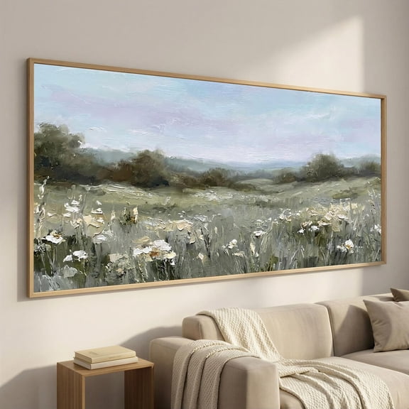 Misty Meadow Sage Landscape Wall Art Print