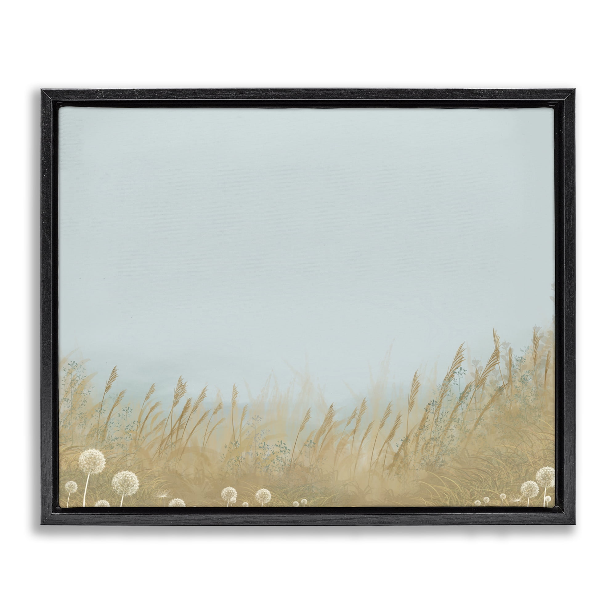 Misty Meadows Blowing in Wind Black Framed Floater Canvas Wall Art, design by Renel Peters