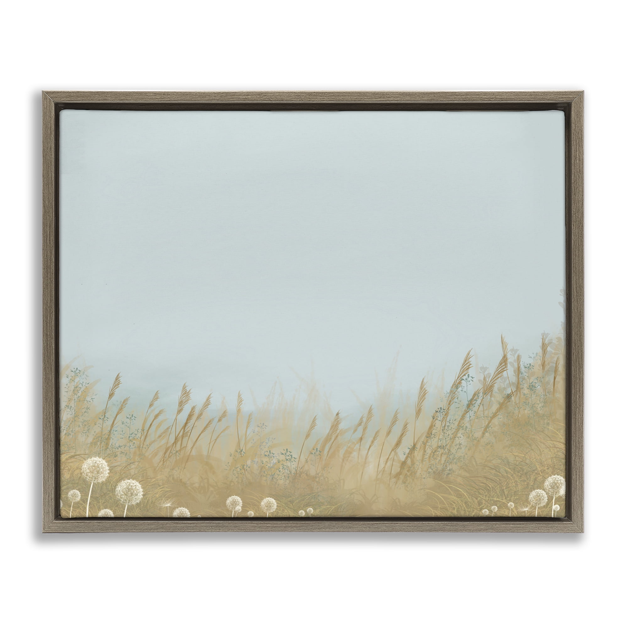 Misty Meadows Blowing in Wind Brown Framed Floater Canvas Wall Art, design by Renel Peters