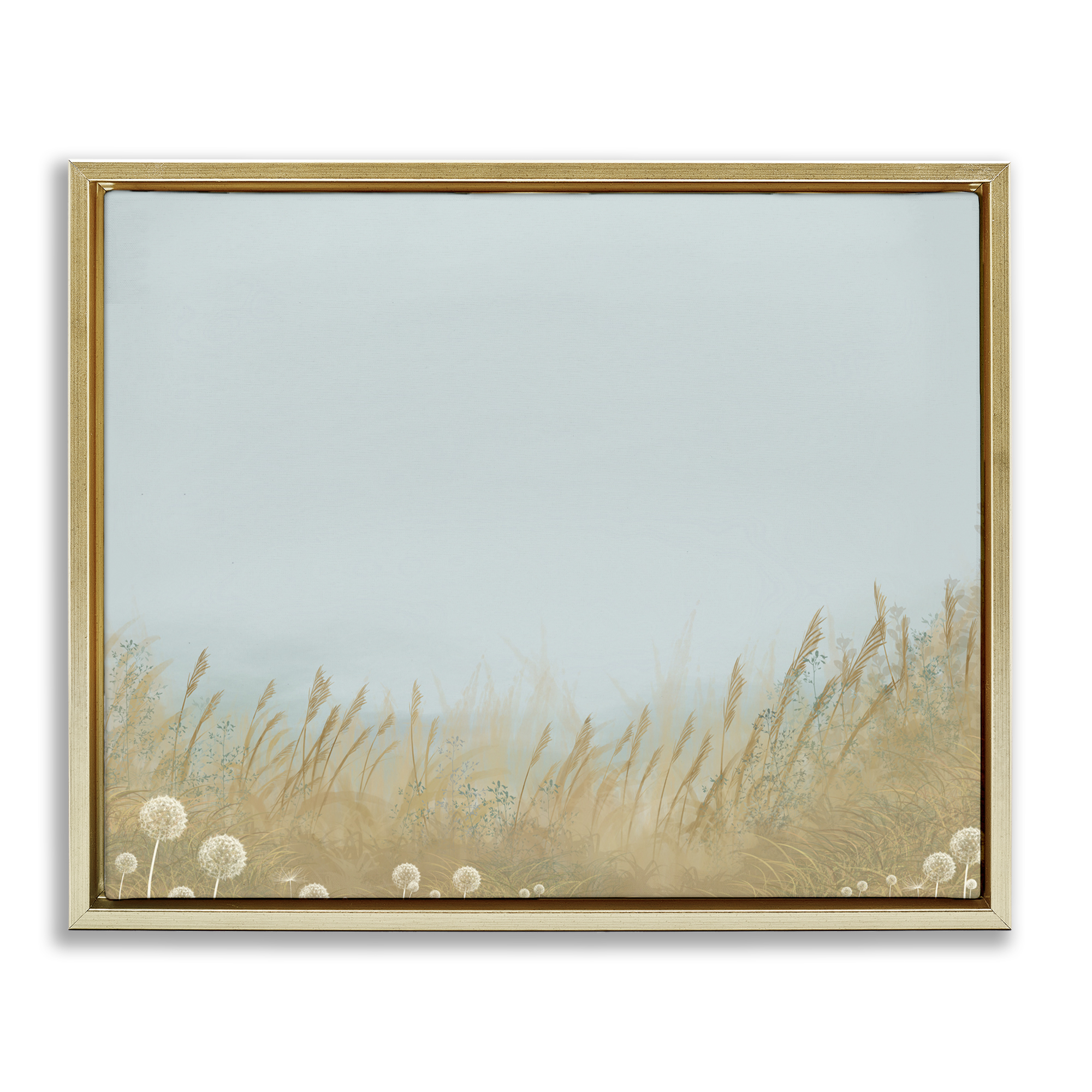 Misty Meadows Blowing in Wind Gold Framed Floater Canvas Wall Art, design by Renel Peters