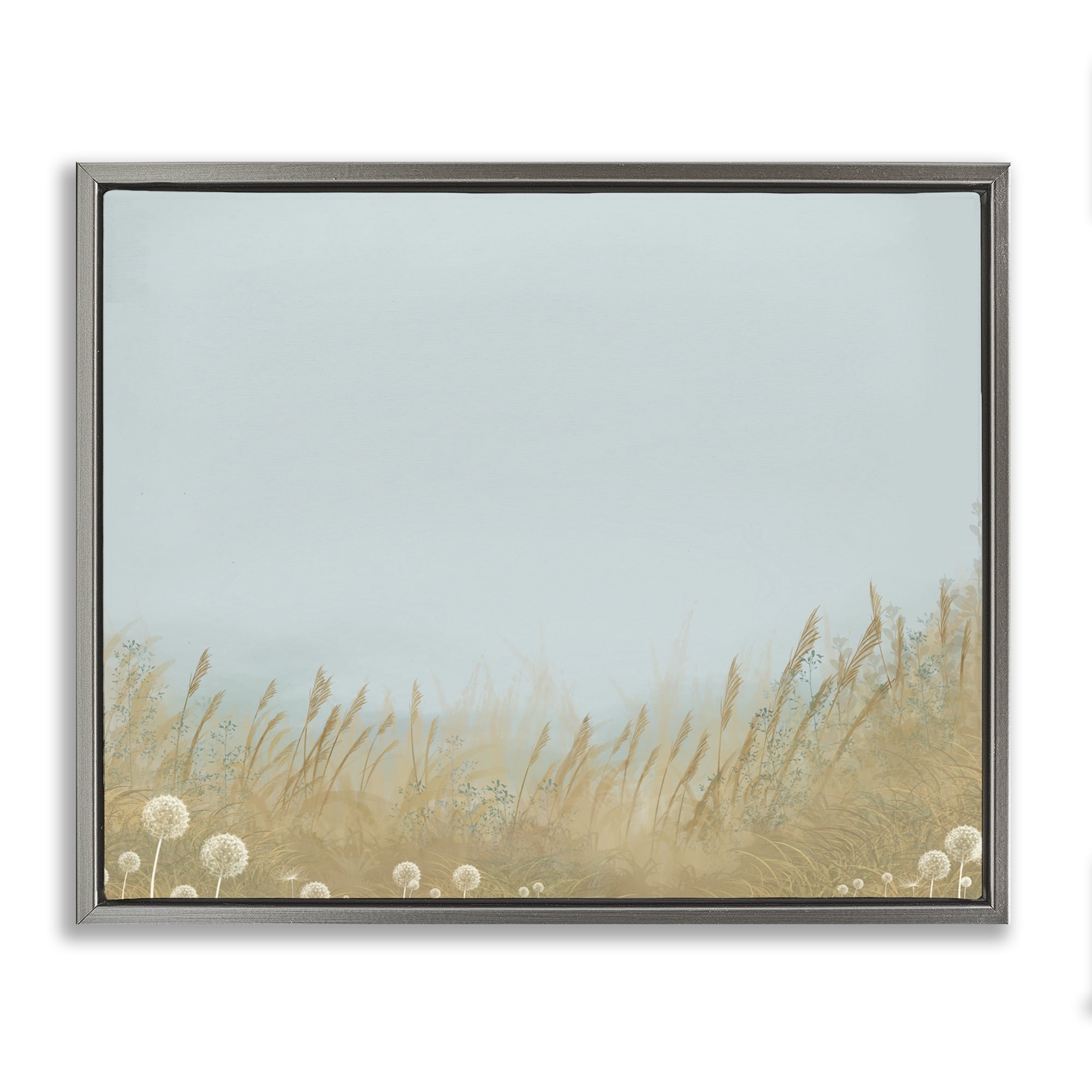Misty Meadows Blowing in Wind Gray Framed Floater Canvas Wall Art, design by Renel Peters