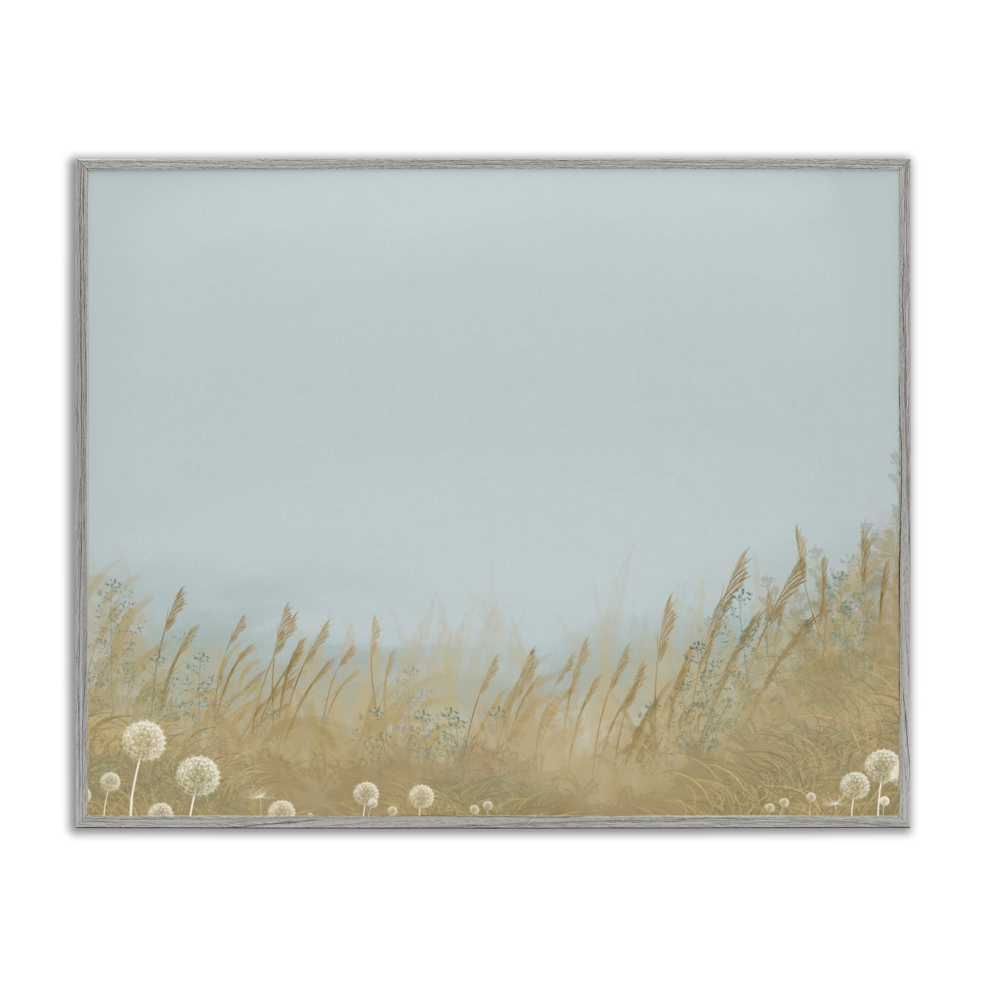 Misty Meadows Blowing in Wind Gray Framed Giclee Art, design by Renel Peters