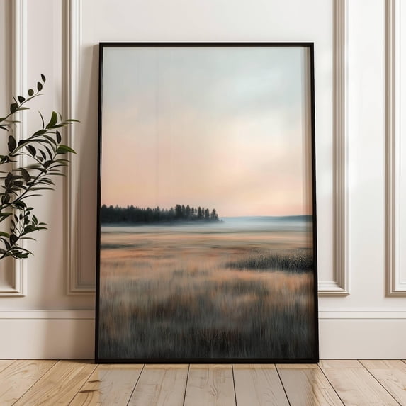 Misty Moody Summer Field Wildflower Meadow Lake District, Unframed Canvas 24x36in