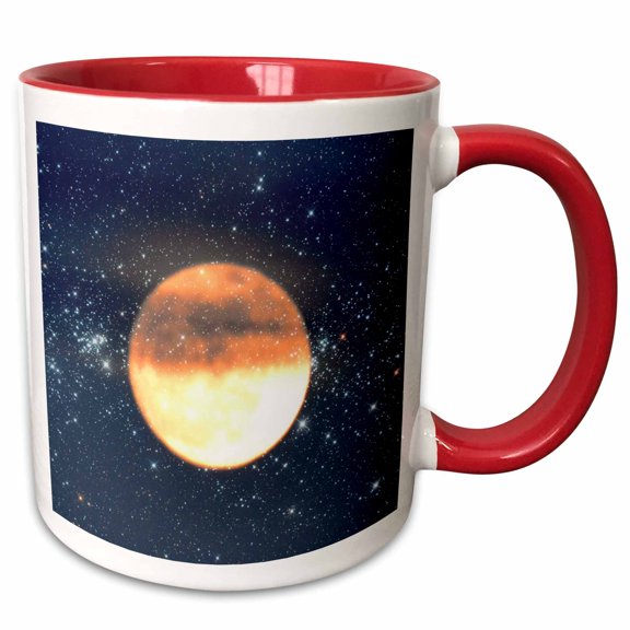 3drose, Misty Moon and Stars - Astronomy, 11oz Two-tone Red Mug