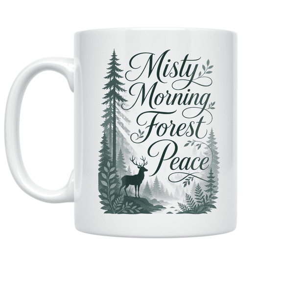Misty Morning Forest Peace - Forest Lovers - 11 oz Ceramic Coffee Mug