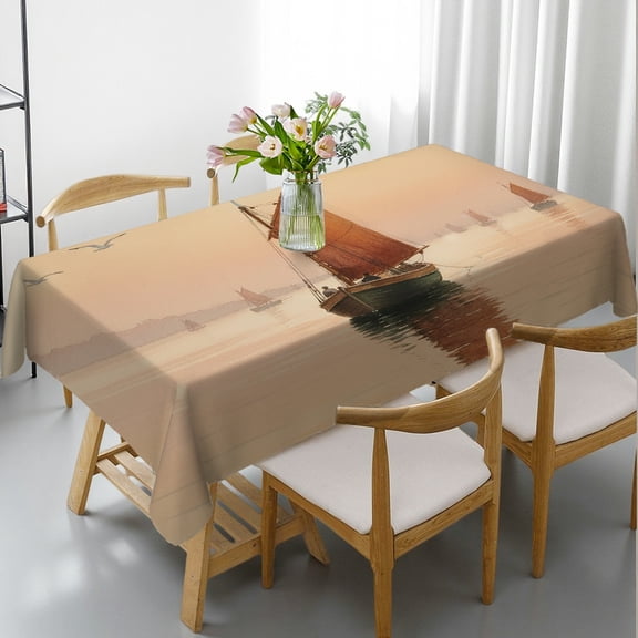 Misty Morning Harbor Tablecloths rectangle tables large size, Holiday-Themed Design - Holiday Party Tablecloth Tablecloths for dining table, Cafe, dinner, brunch, buffet, picnic