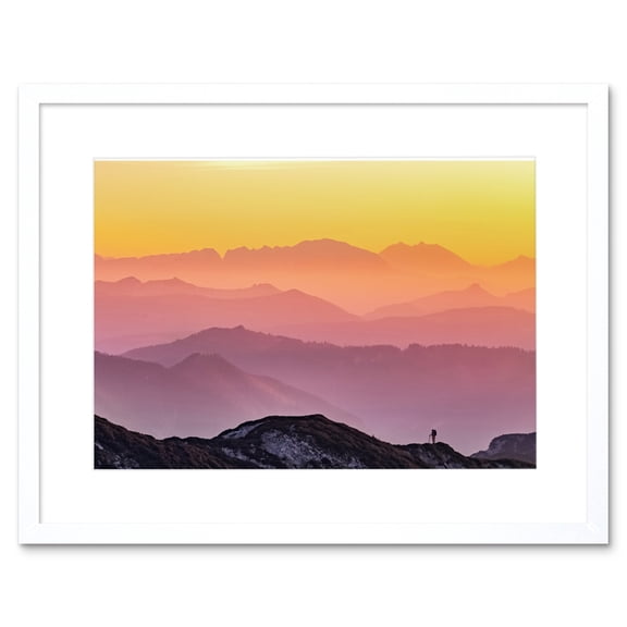 Misty Mountain Beautiful Sunrise Panorama Framed Wall Art Print