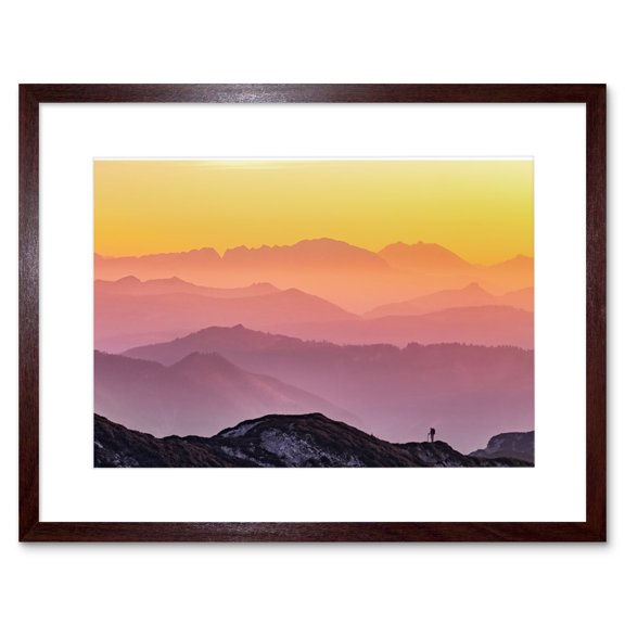 Misty Mountain Beautiful Sunrise Panorama Framed Wall Art Print