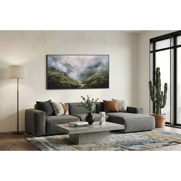 Misty Mountain Green Valley Atmospheric Highland Portrait Decor Unframed Paper Print