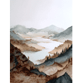 thumbnail image 1 of Misty Mountain Lake Landscape Canvas Print Wall Art for Living Room Bedroom Office Study, 1 of 8