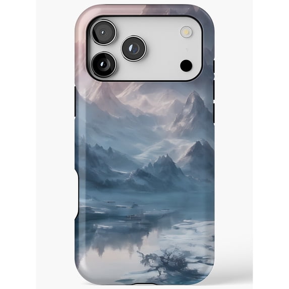 Shell Posster Blue Misty Mountain Lake Landscape Tough Phone Case for Apple iPhone ...