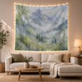 thumbnail image 1 of Misty Mountain Valley With Birch Trees, Serene Watercolor Style for Nature Lovers, Mountain Wall Art, Housewarming Gift, Tapestry Wall Hanging for Bedroom and Living Room, 1 of 7