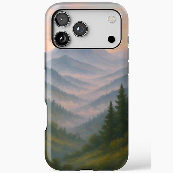 Misty Mountain Valley Landscape for iPhone Case 11 through 17 Pro Max