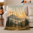 thumbnail image 1 of Misty Mountain Valley Path Through Evergreen Meadow Autumn, Peaceful Mountain Lake Scene, Warm Flannel Blanket for Cabin and Lodge, Outdoor Lovers Thanksgiving Gift, Artistic Home Decor, 1 of 9