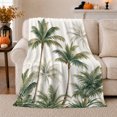 thumbnail image 1 of Misty Palm Trees with Soft Green Fronds, Calming Coastal Style for Beach Lovers, Quiet Island Grove and Housewarming Gift, Soft Flannel Blanket for Bedroom and Sunroom, Home Decor, 1 of 9