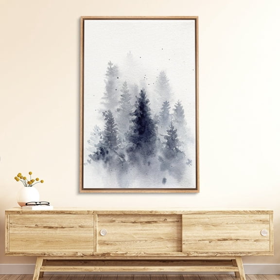 Misty Pine Forest Minimalist Unframed Paper Print