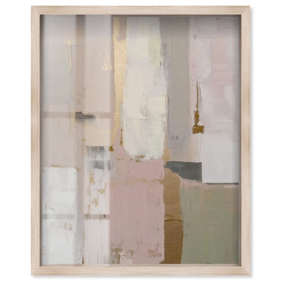 Misty Pink Dawn III Shadowbox Print Neutral Boho Art by Art Remedy, Blonde Frame, 24 x 30