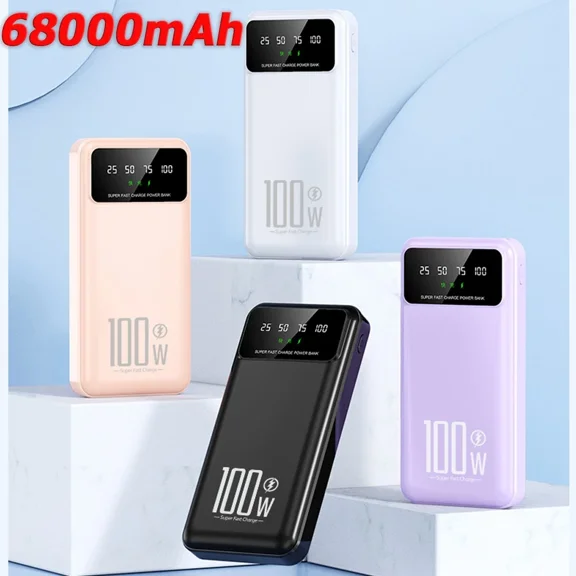 Misty Power Bank Fast Charging 68000mAh Portable Charger With LCD Display LED Light Black