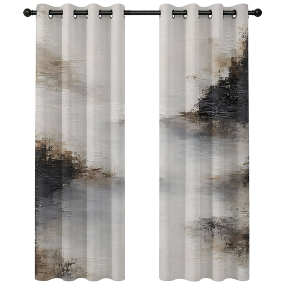 Misty River Flows Blackout Curtains 63 Inches Long, Abstract Brown White Oil Painting Landscape Thermal Insulated Room Darkening Drapes with Grommets for Living Room 42"W x 63"L, 2 Panels