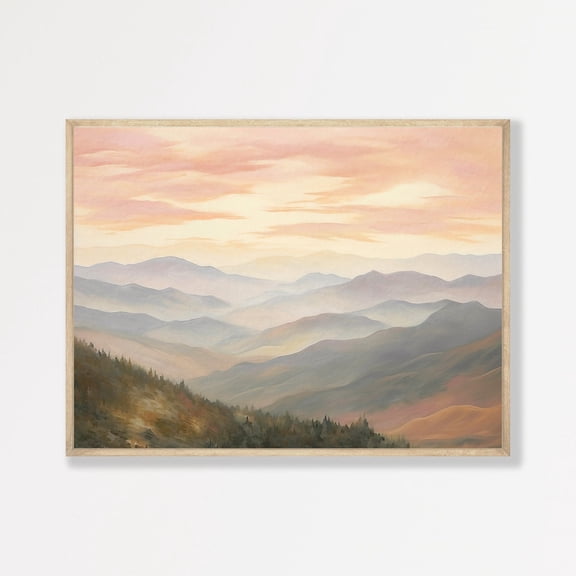Misty Rolling Hills Wall Art Neutral Minimalist Home Decor
