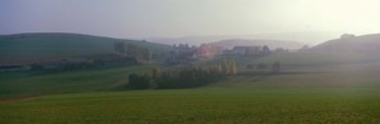 Misty Rural Scene Near Neuhaus Black Forest (Schwarzwald) Germany Canvas Art - Panoramic Images (36 x 12)