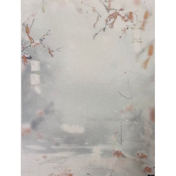 Misty Sakura Designer Printed AIDA Fabric. Canvas for embroidery with an applied background KF-1372A