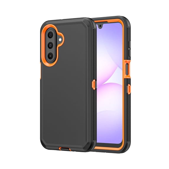 Misty for Samsung Galaxy A17/18 5G Case Military Grade Heavy Duty Protection 3 in 1 Shockproof Durable Detachable Samsung Galaxy A17/18 5G Phone - Black+Orange