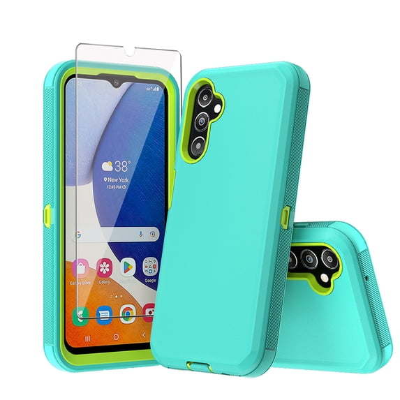 Misty for Samsung Galaxy A17/18 5G Case with Screen Protector Military Grade Heavy Duty Protection 3 in 1 Shockproof Durable Detachable Samsung Galaxy A17/18 5G Phone - Green+Yellow