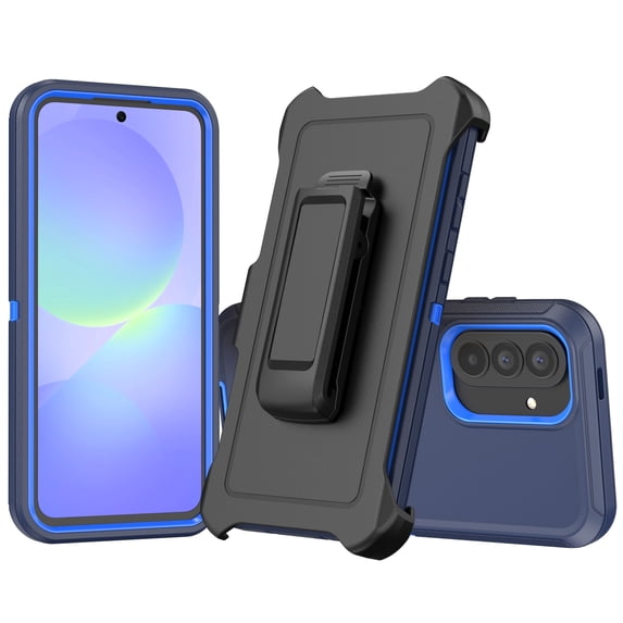 Misty for Samsung Galaxy A37 5G Case with Belt Clip Holster Military Grade Heavy Duty Protection 3 in 1 Shockproof Durable Detachable Samsung Galaxy A37 5G Phone - Dark Blue+Blue