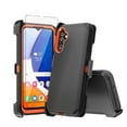 thumbnail image 1 of Misty for Samsung Galaxy A37 5G Case with Screen Protector and Belt Clip Holster Military Grade Heavy Duty Protection 3 in 1 Shockproof Durable Samsung Galaxy A37 5G Phone - Black+Orange, 1 of 8