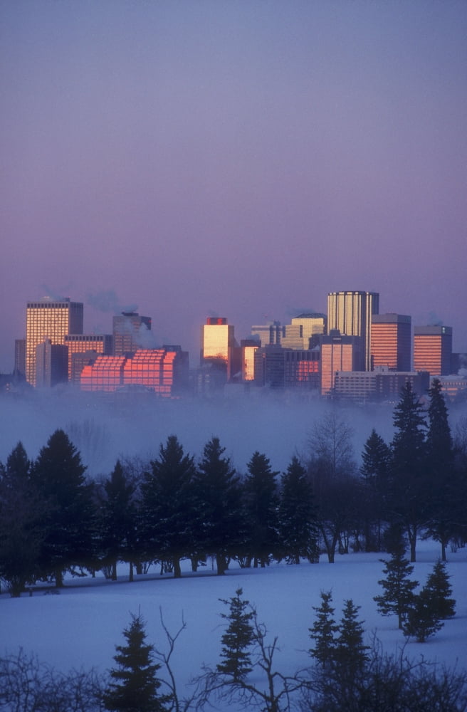 Misty Skyline Edmonton Alberta Canada Canvas Art - Bilderbuch Design Pics (22 x 36)