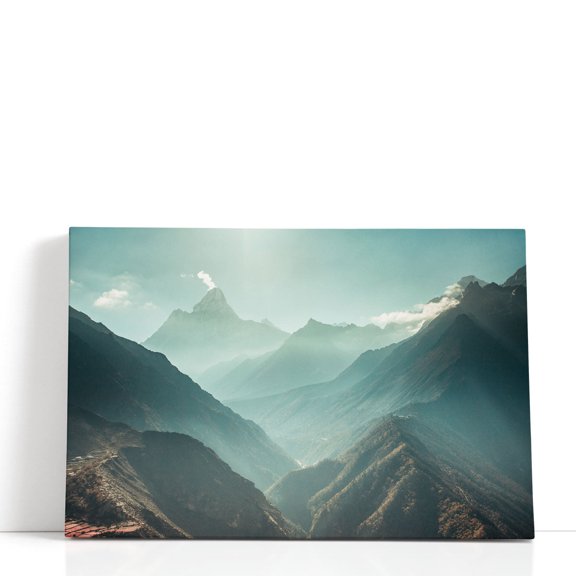 Misty Snow-Capped Himalayas - Wrapped Canvas Print Wall Art | 30" W x 20" H