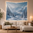 thumbnail image 1 of Misty Snowy Mountains with Pine Forest and Clouds, Serene Rustic Style for Nature Lovers, Winter Landscape Art, Christmas Gift, Tapestry Wall Hanging for Bedroom and Living Room, 1 of 7