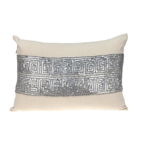 Misty Transitional Beige Rectangle Throw Pillow