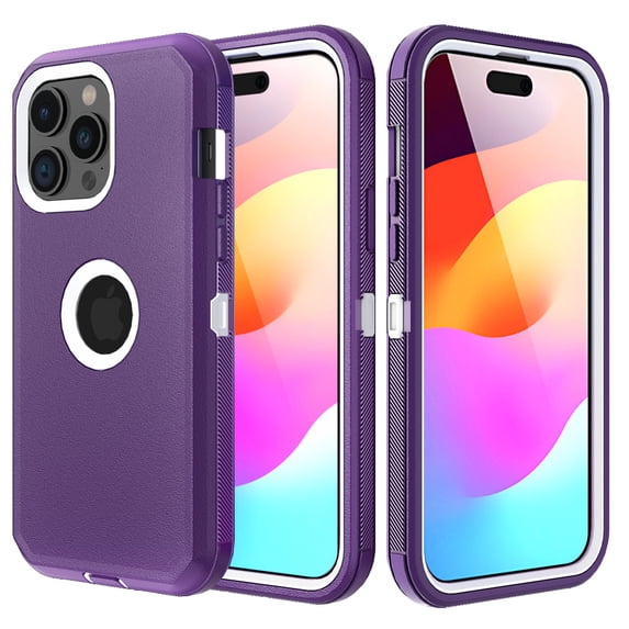 Misty for iPhone 18 Pro Max Case Military Grade Heavy Duty Protection 3 in 1 Shockproof Durable Detachable iPhone 18 Pro MaxPhone - Purple+White