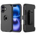 thumbnail image 1 of Misty for iPhone 17 Case with Belt Clip Holster Military Grade Heavy Duty Protection 3 in 1 Shockproof Armor Rugged Durable Detachable iPhone 17 6.3 inch 2025 Phone - Black, 1 of 5
