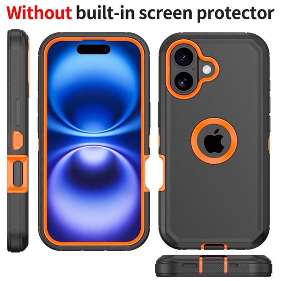 Misty for iPhone 17 Case Military Grade Heavy Duty Protection 3 in 1 Shockproof Armor Rugged Durable Detachable iPhone 17 6.3 inch 2025 Phone - Black+Orange