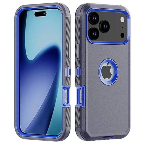 Misty for iPhone 18 Pro Case Military Grade Heavy Duty Protection 3 in 1 Shockproof Durable Detachable iPhone 18 Pro 6.3 inchPhone - Dark Blue Blue