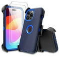 thumbnail image 1 of Misty for iPhone 18 Pro Case with Screen Protector and Belt Clip Holster Military Grade Heavy Duty Protection 3 in 1 Shockproof Durable iPhone 18 Pro Phone - Dark Blue+Blue, 1 of 8
